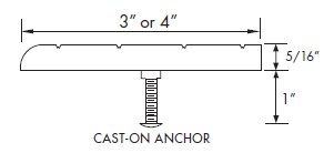 Type 820 side view with wing integral cast anchor