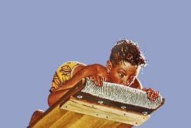 Detail of Norman Rockwell Painting "Boy on a Divingboard" circa 1947